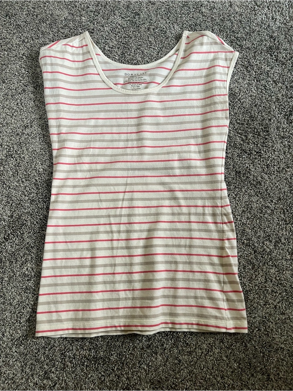 DownEast White and Pink Striped Tank Top